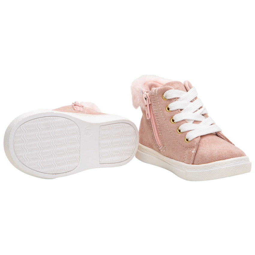 Bottillons effet peau retournée touches de fausse fourrure 