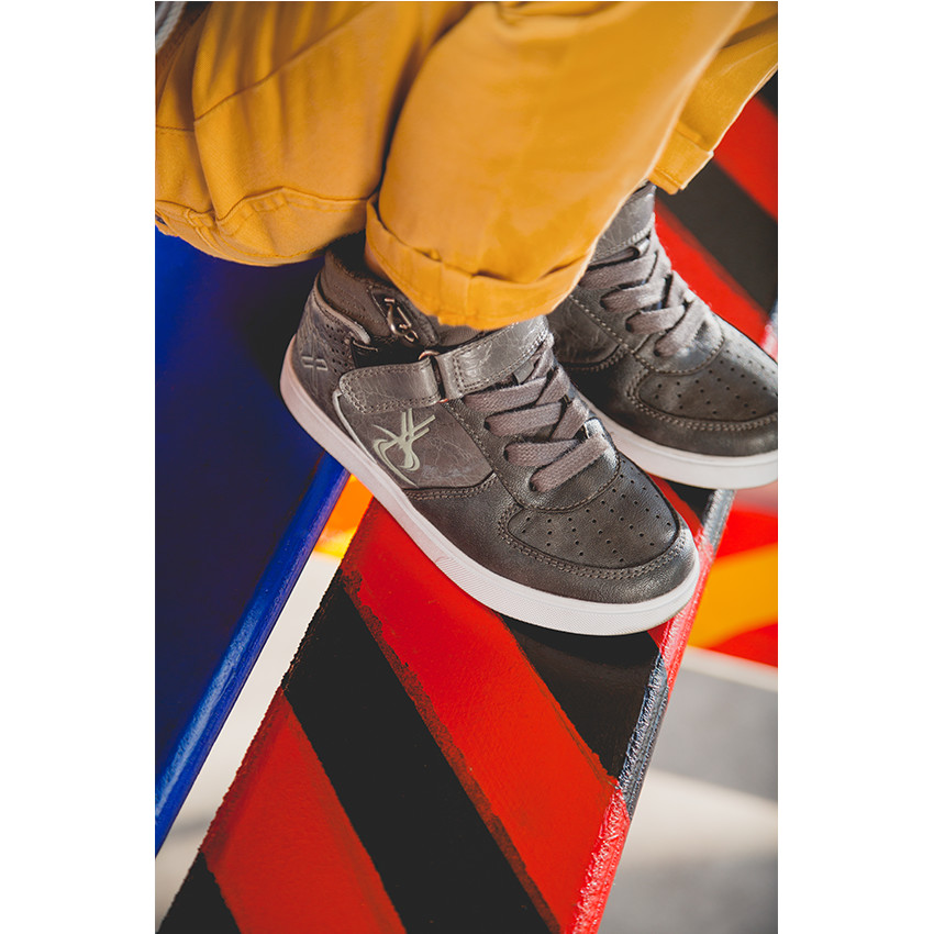 Baskets montantes Vortex aspect cuir used à lacets et scratch 