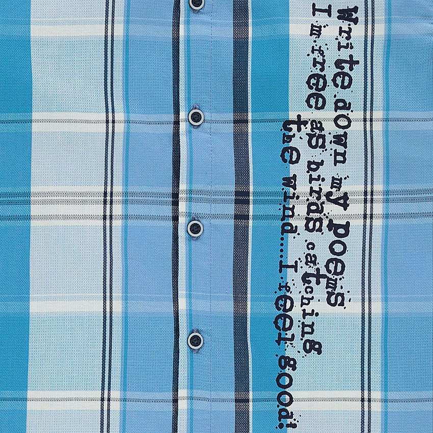 Junior - Chemise manches longues à carreaux et texte printé 