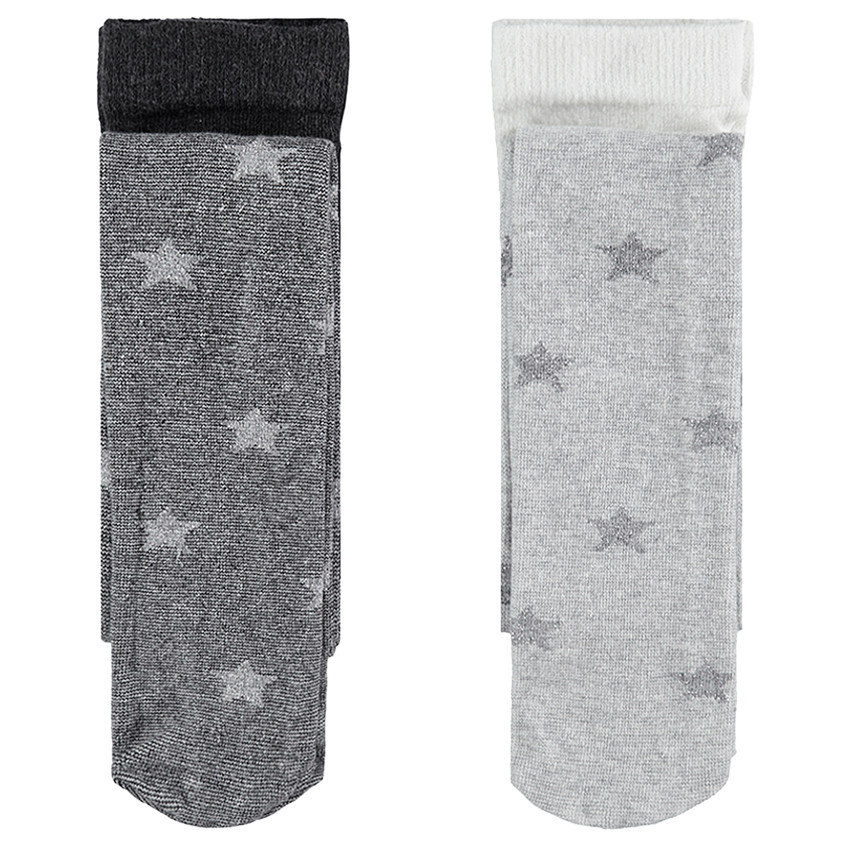 Junior - Lot de 2 collants épais avec étoiles en jacquard 