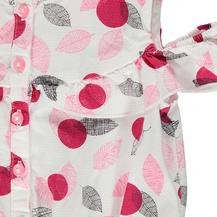 Combishort à épaules ajourées avec imprimé feuilles all-over 