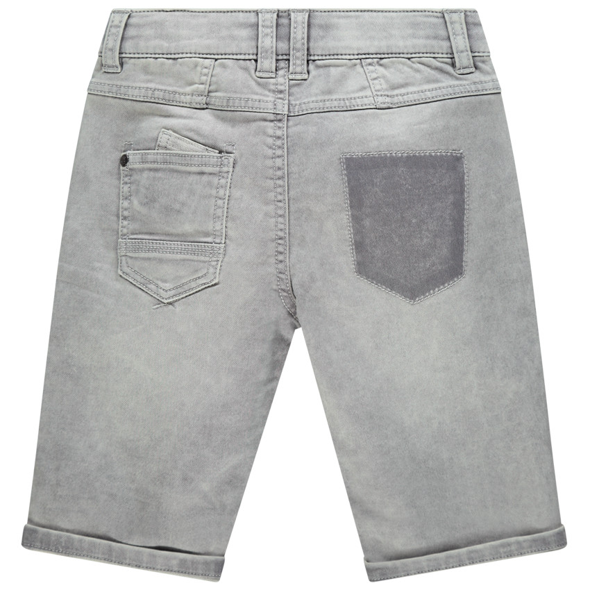 Bermuda en jean effet used à découpes 