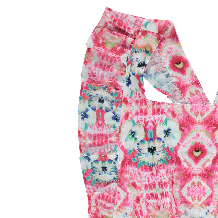 Junior - Robe fleurie dos croisé 