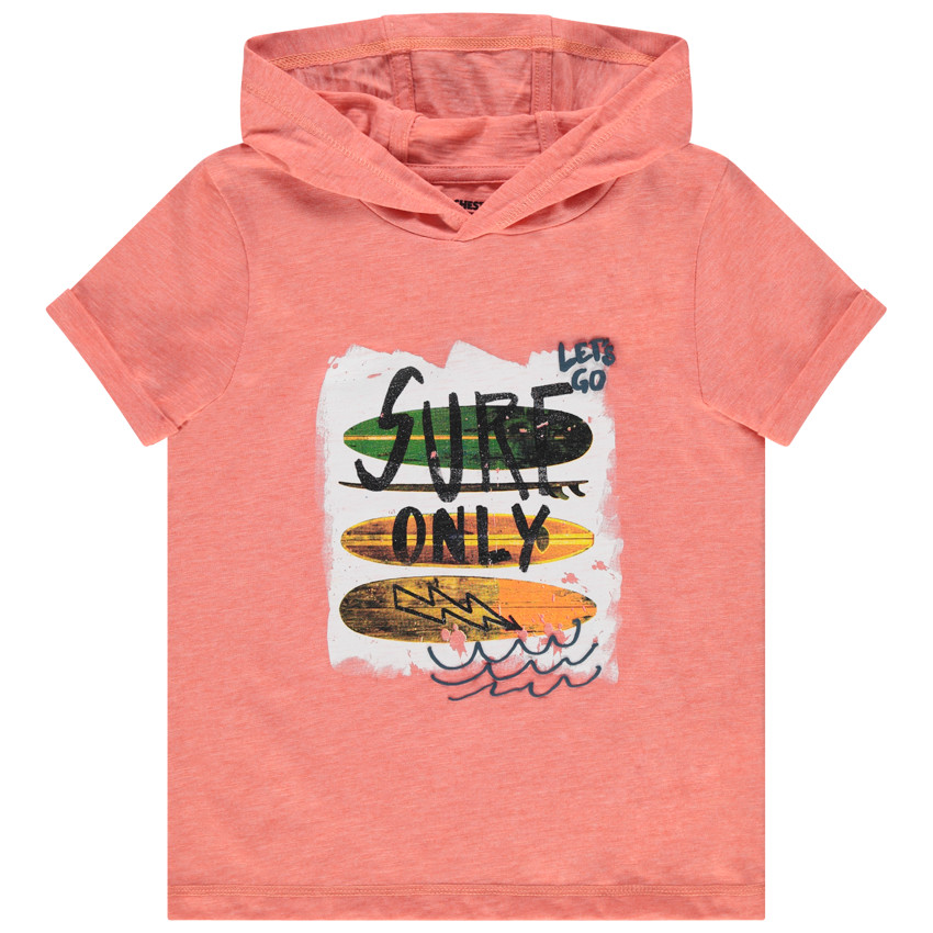 T-shirt manches courtes à capuche à print fantaisie 