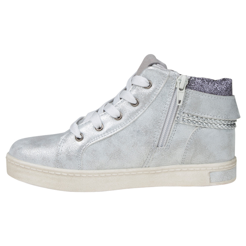 Bottillons argentés à lacets avec paillettes et tresses fantaisie du 28 au 38 