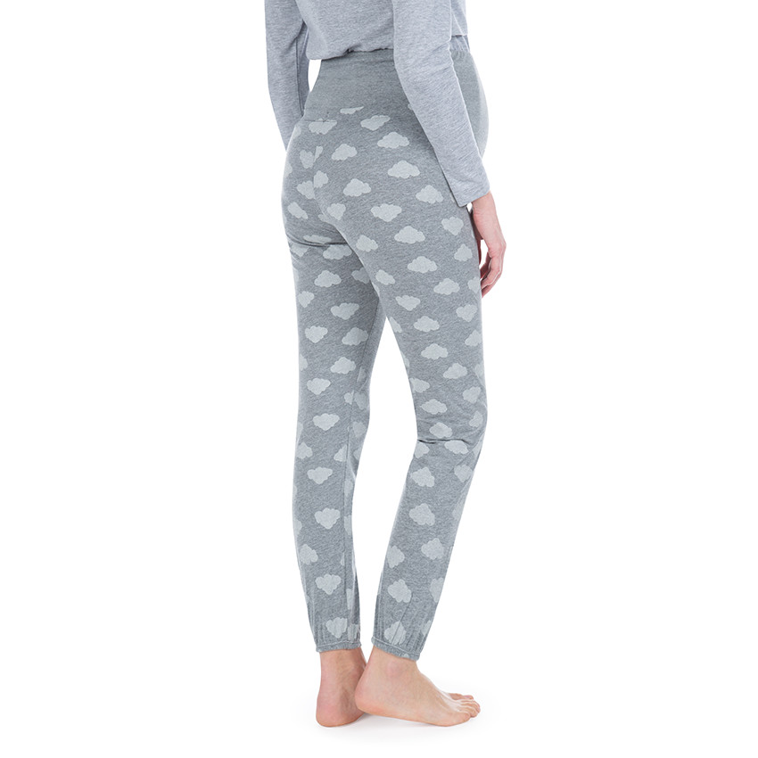 Pantalon homewear de grossesse avec nuages printés all-over 
