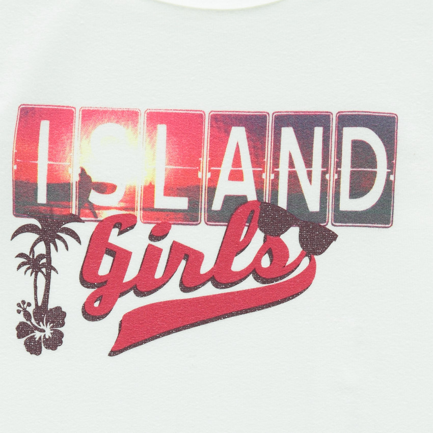 Junior - Tee-shirt manches longues uni avec print fantaisie 