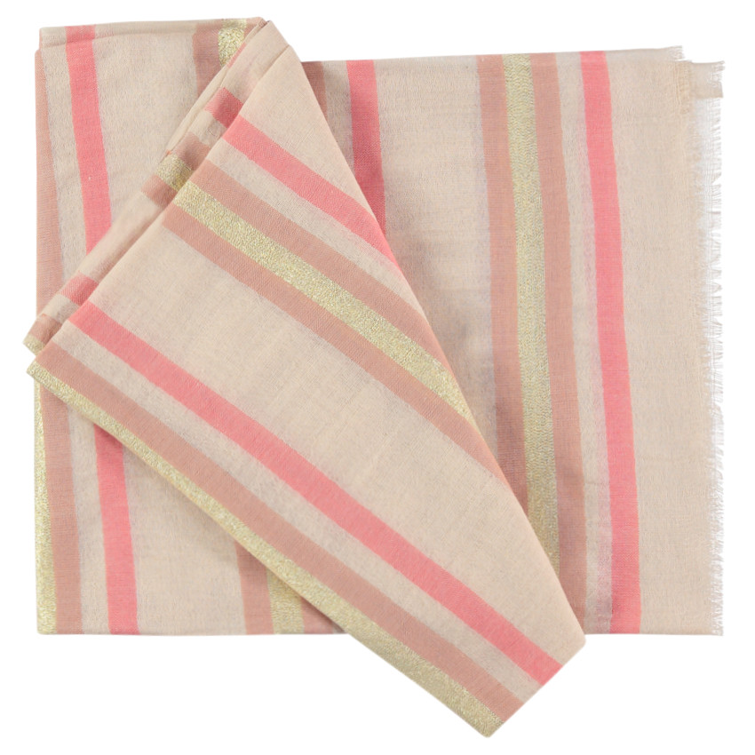 Echarpe rayée avec bandes dorées 