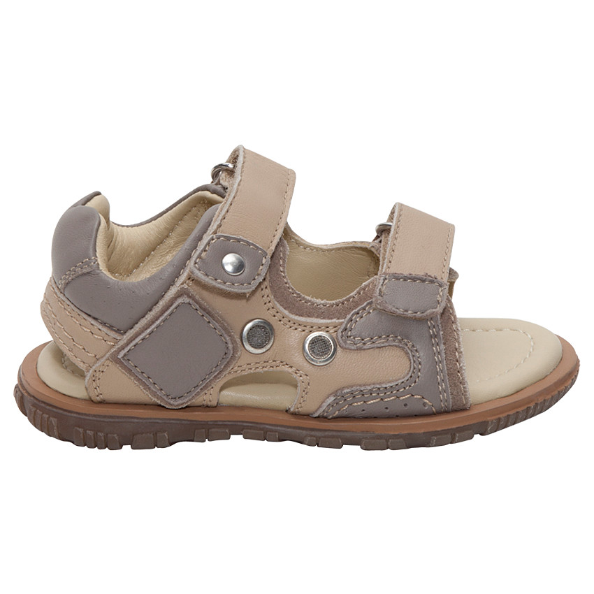 Nu-pieds en cuir à scratchs avec empiècements contrastés 