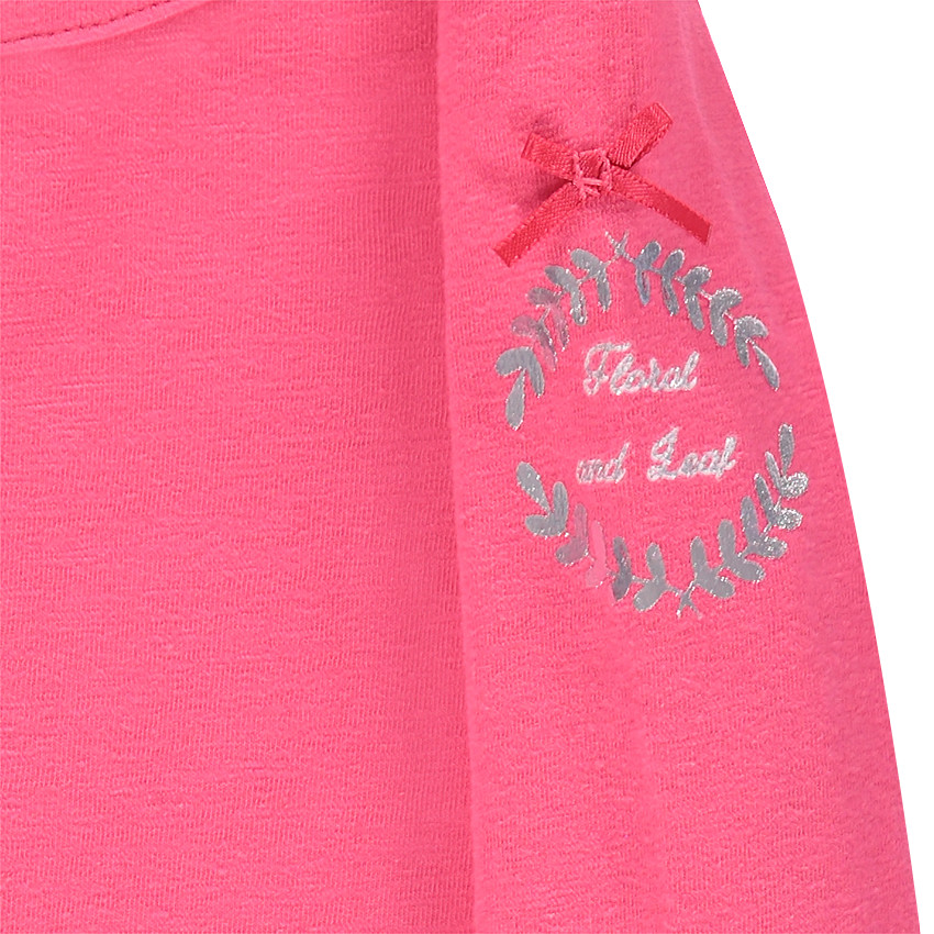 Tee-shirt manches longues rose avec print et noeud 