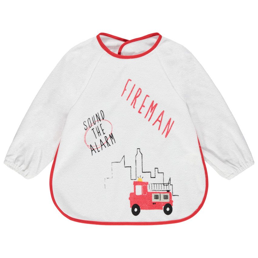 Bavoir tablier manches longues à motif fantaisie 