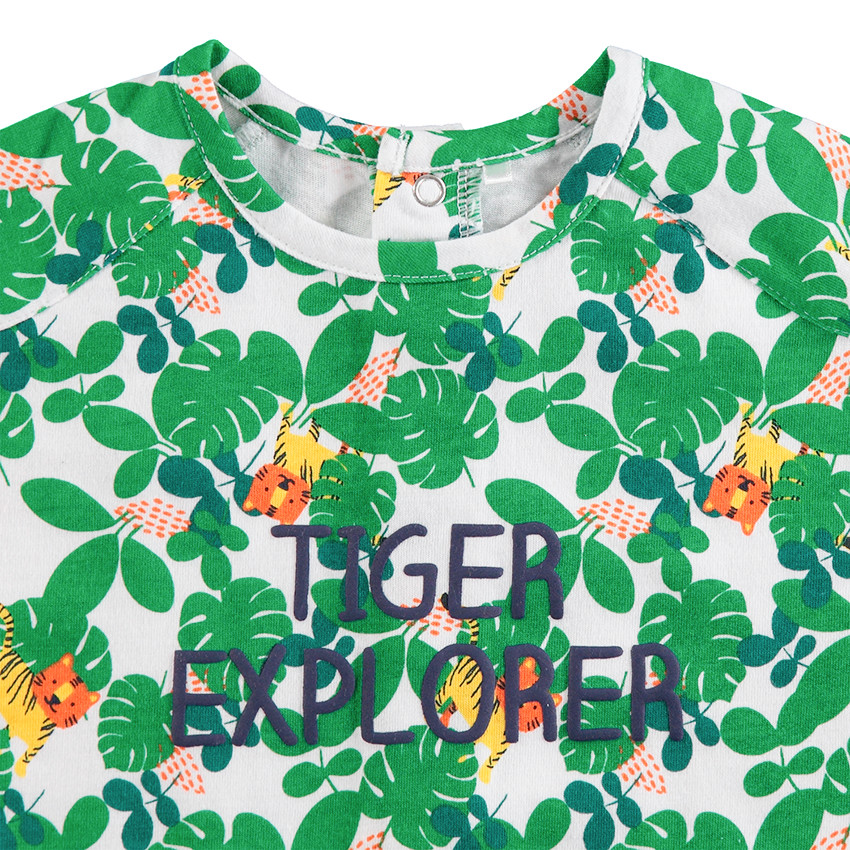 Combinaison en coton avec imprimé jungle all-over 
