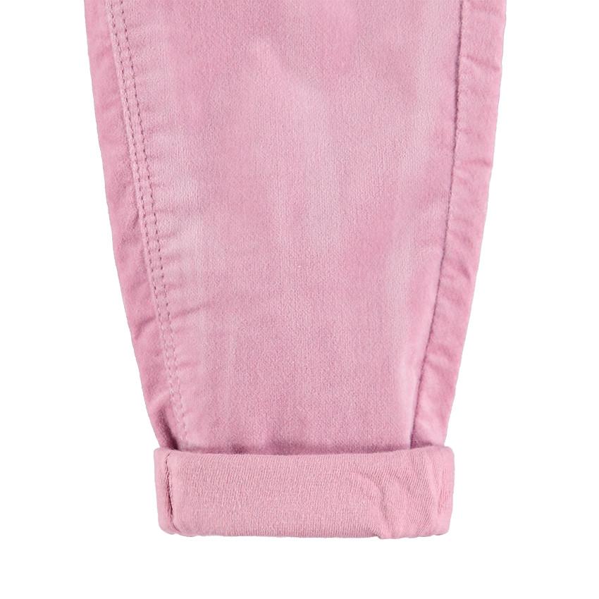 Pantalon en velours ras doublé jersey avec poches brodées 