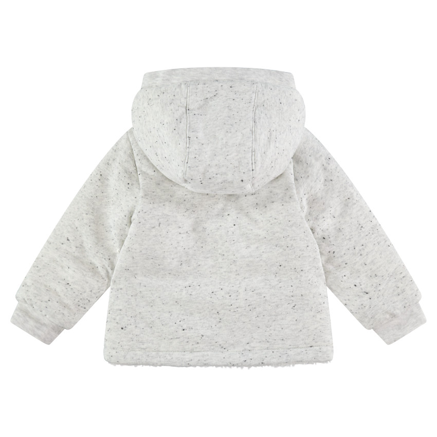 Veste à capuche en molleton neps avec doublure en sherpa et dino brodé 