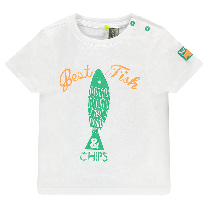 Tee-shirt manches courtes avec print poisson effet used  