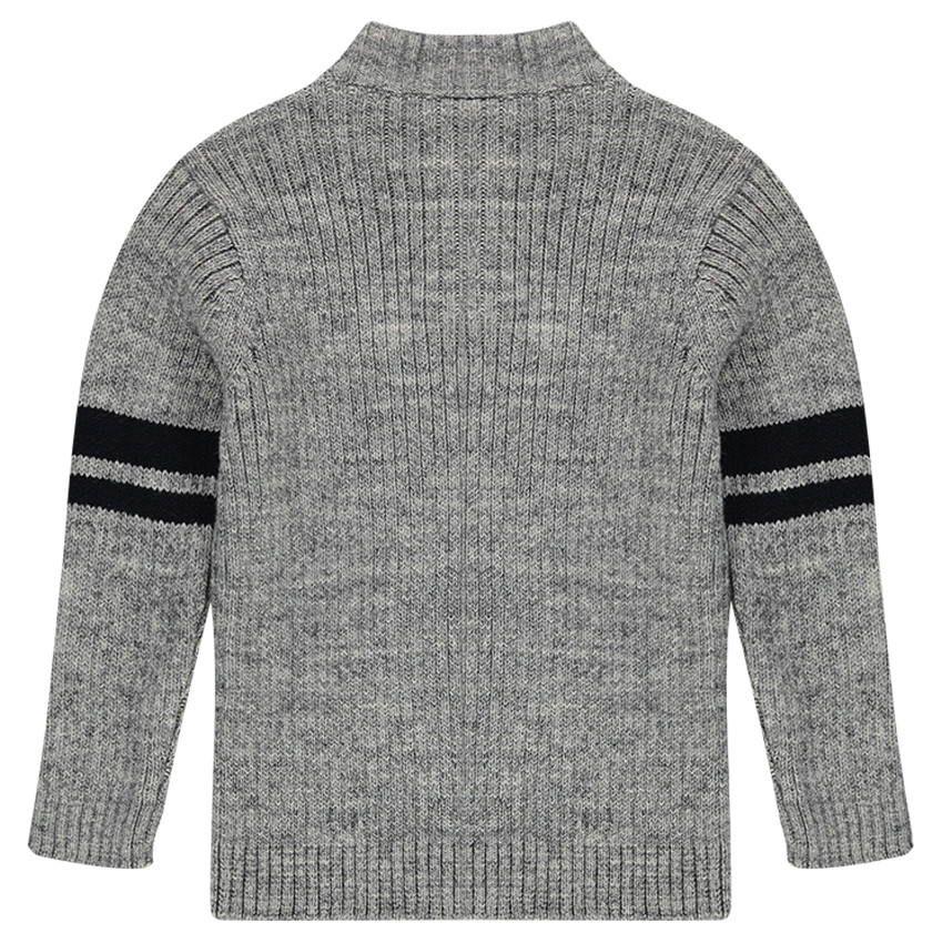 Pull côtelé avec bandes sur les manches 