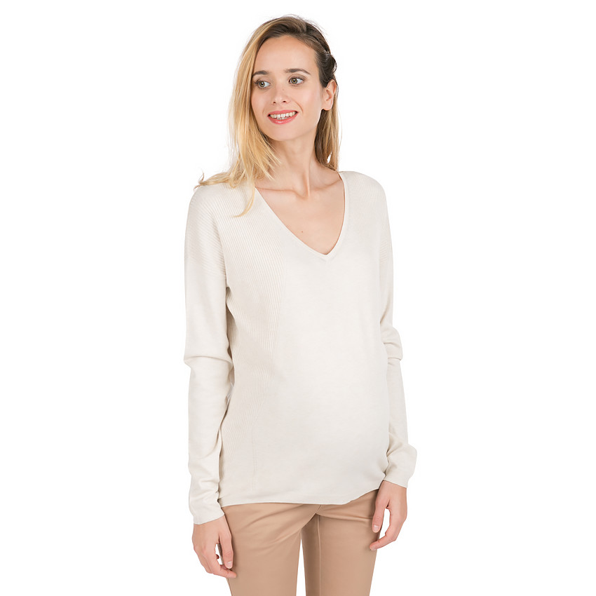 Pull de grossesse en tricot fin col V 
