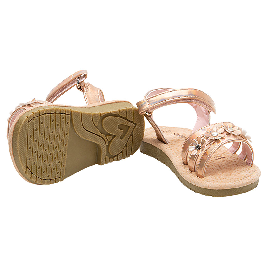 Nu-pieds avec brides irisées et fleurs du 24 au 27 