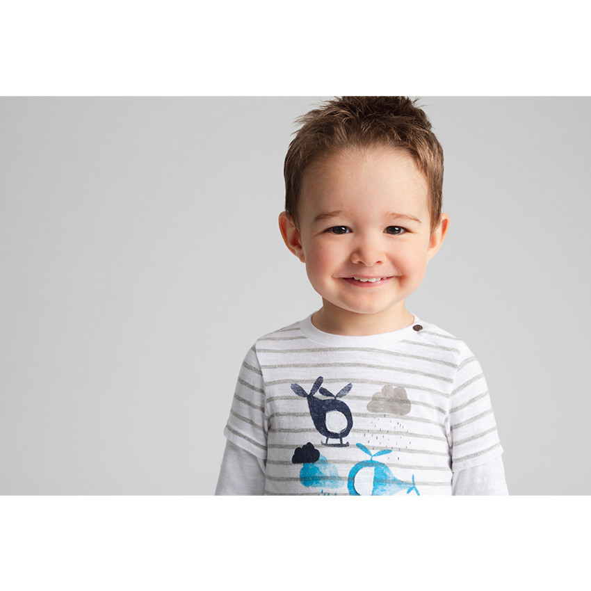 Tee-shirt manches longues effet 2 en 1 avec hélicoptères printés 