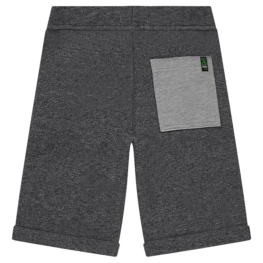 Junior - Bermuda en molleton gris chiné avec poches 