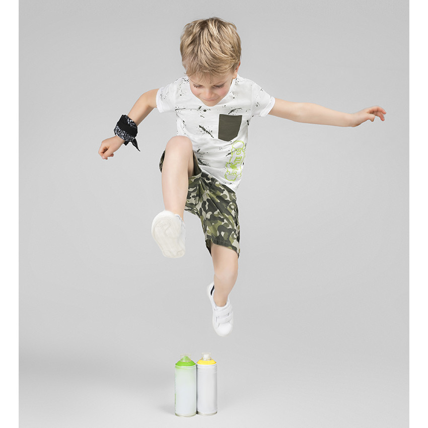 Bermuda en twill motif army avec poches à rabat 