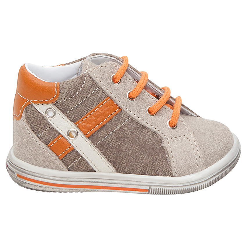 Bottillons en cuir à lacets avec empiècements et lacets contrastés 