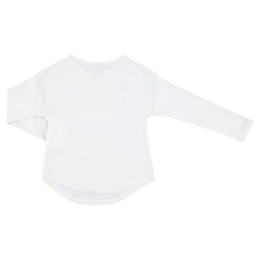 Tee-shirt manches longues en jersey avec fleurs brodées 