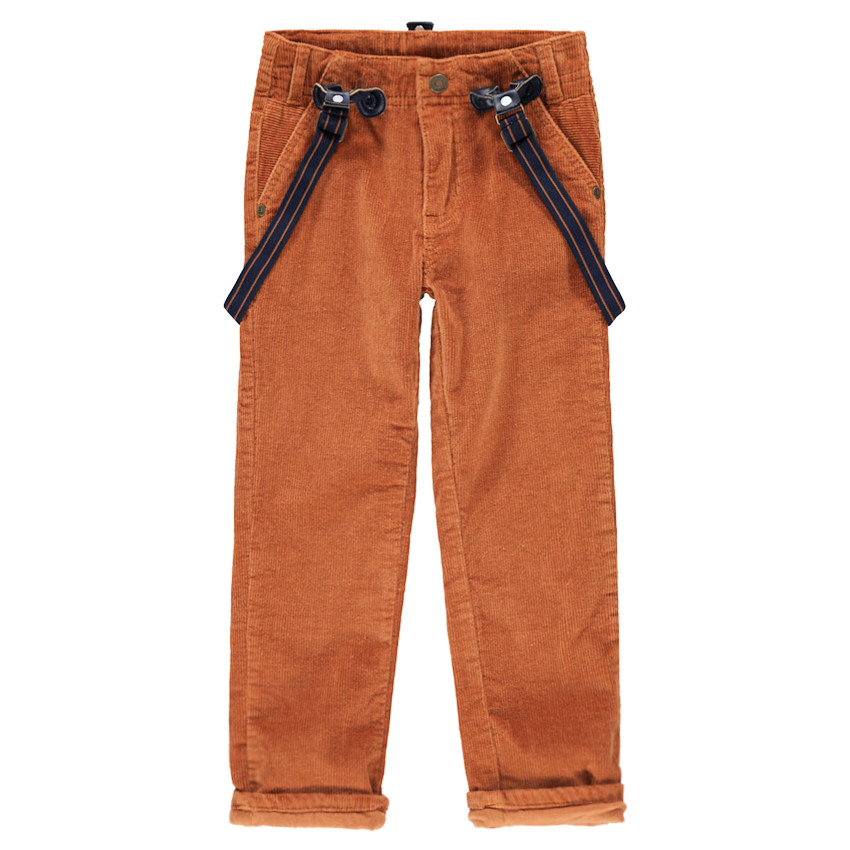 Pantalon en velours milleraies avec bretelles élastiquées amovibles 