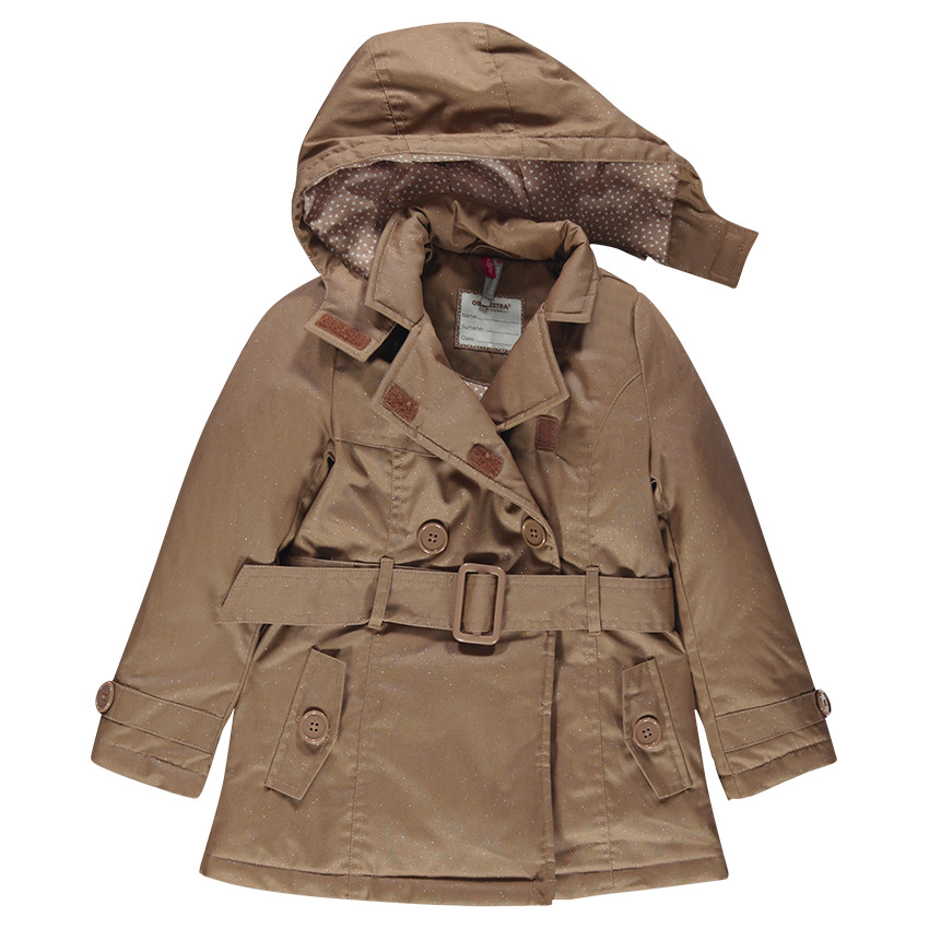Junior - Trench en twill effet pailleté avec capuche amovible 
