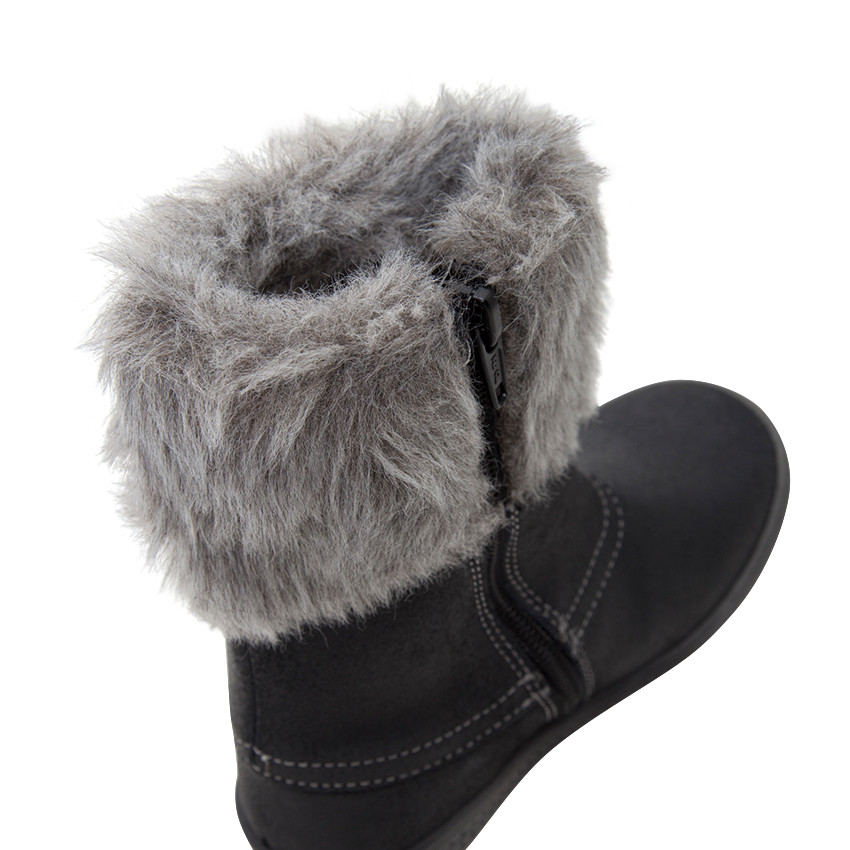 Bottes en cuir avec col en fausse fourrure  
