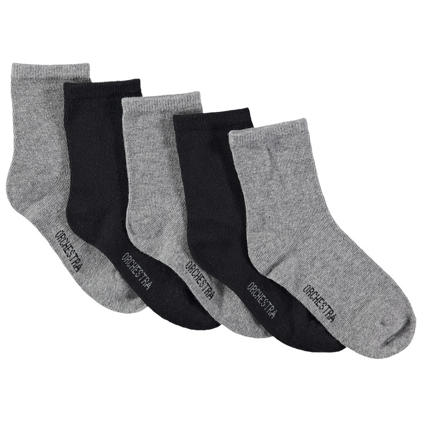 Lot de 5 paires de chaussettes unies grises / noires 