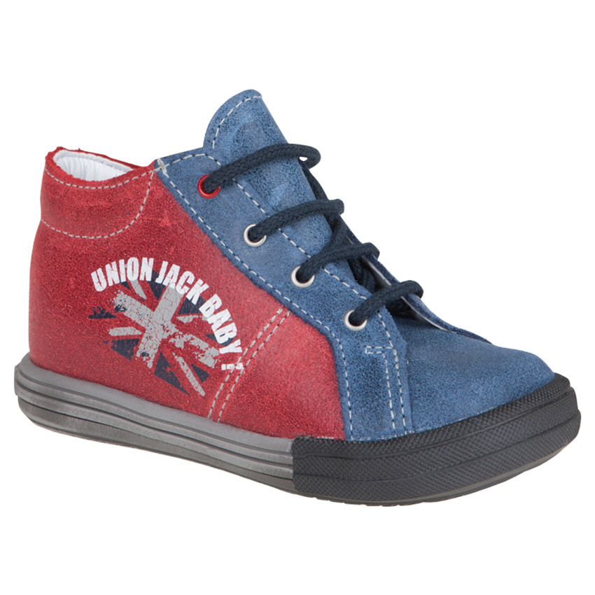 Bottillons en cuir  à lacets avec empiècements contrastés et drapeau londonien 