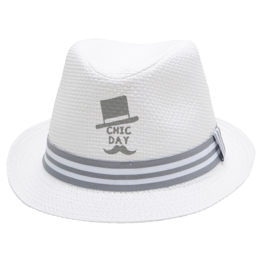 Borsalino effet paille avec galon rayé 