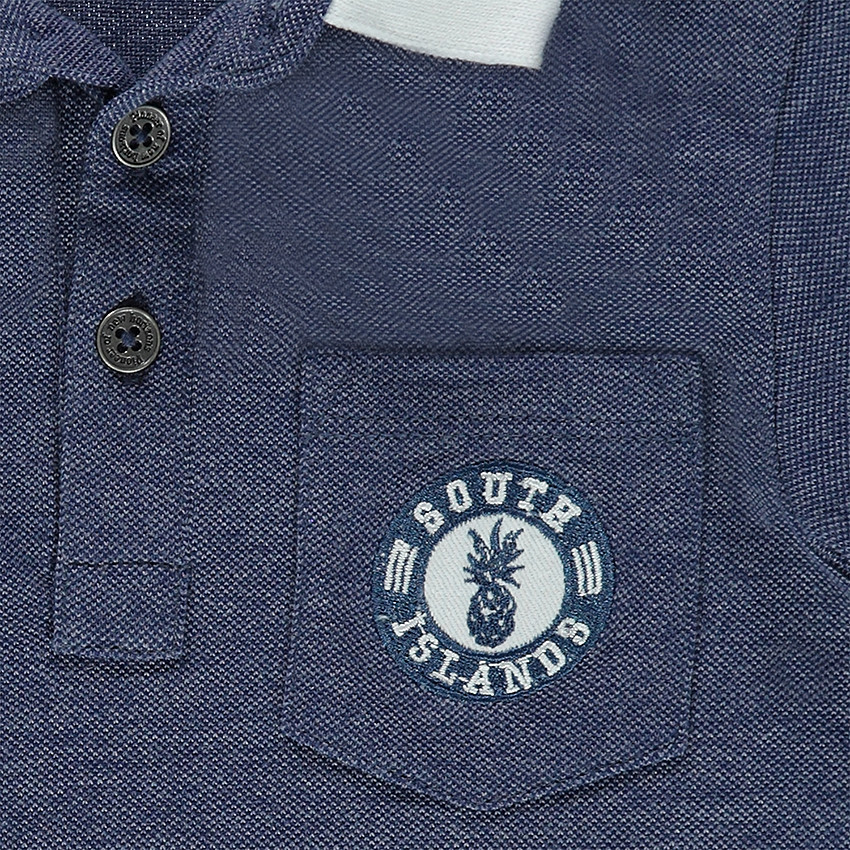 Polo manches courtes en jersey chiné avec col contrasté 