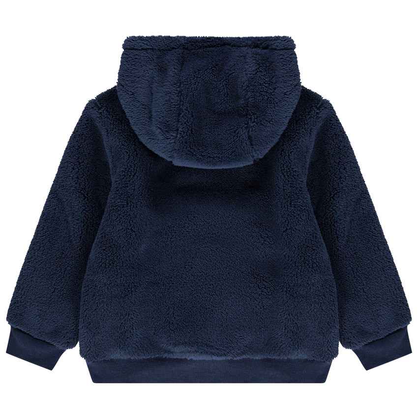 Sweat en sherpa à capuche à poche et inscription printée 