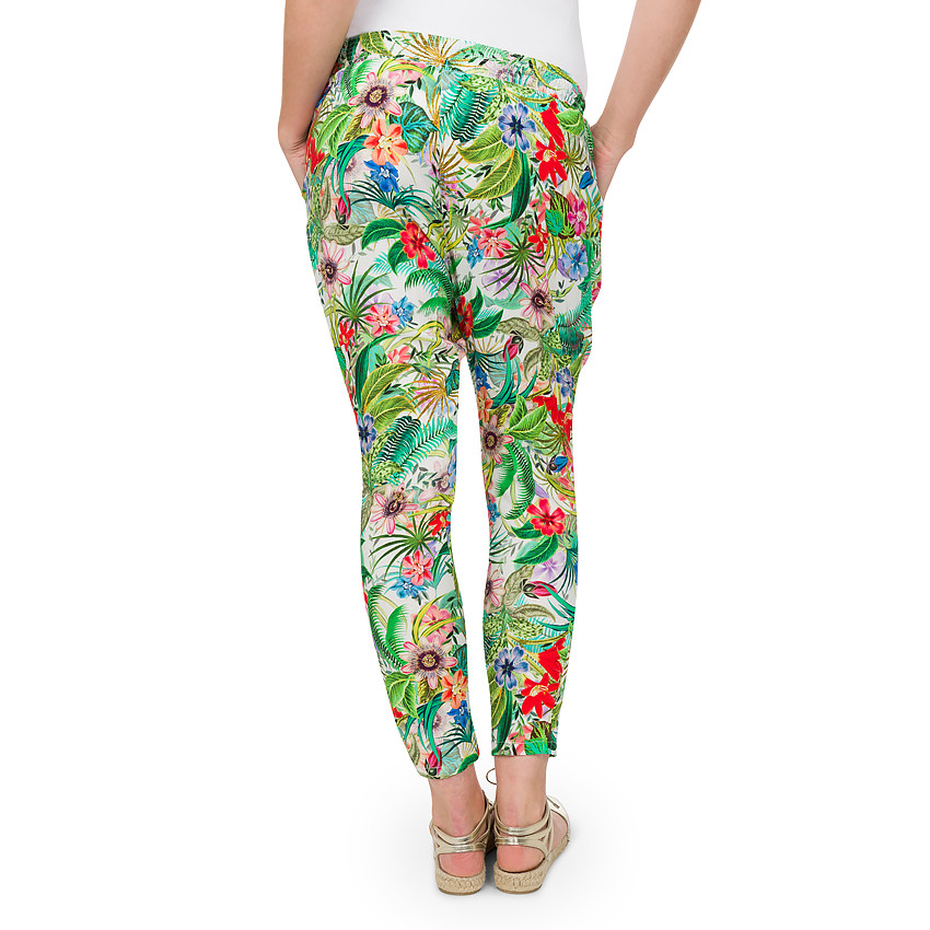 Pantalon de grossesse fluide imprimé tropical 