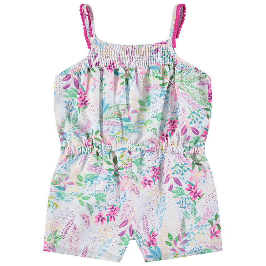 Combishort à fleurs all-over et froufrous 