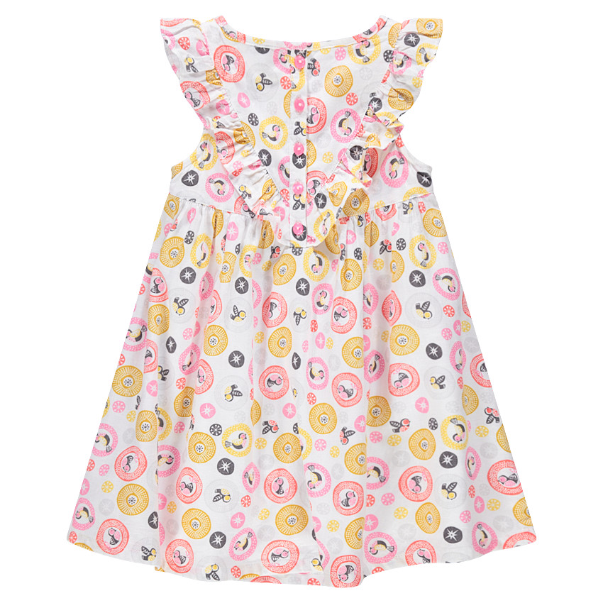 Robe manches courtes avec imprimés all-over et volants 