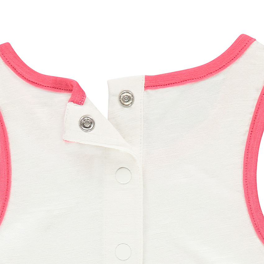 Robe sans manches en jersey slub avec rayures et flamant rose printés 