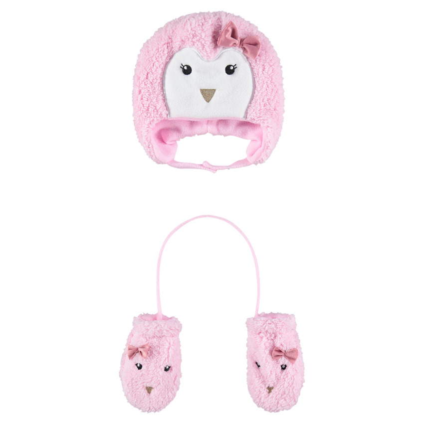 Ensemble bonnet et moufles en sherpa doublés de micropolaire 