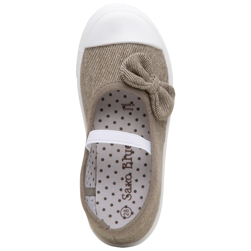 Babies en toile brillante à noeud et lanière élastiquée 