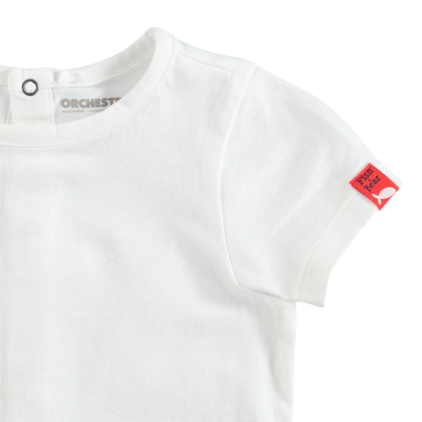 Tee-shirt manches courtes en coton pressionné au dos 