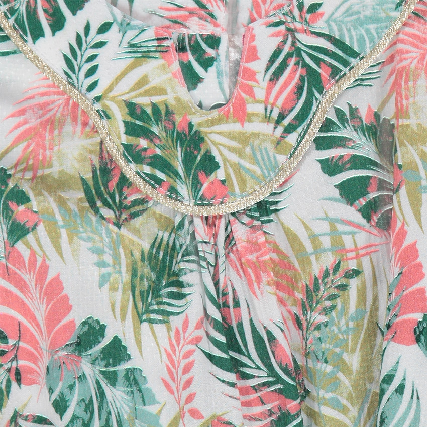 Tunique manches chauve-souris avec imprimé tropical all-over 