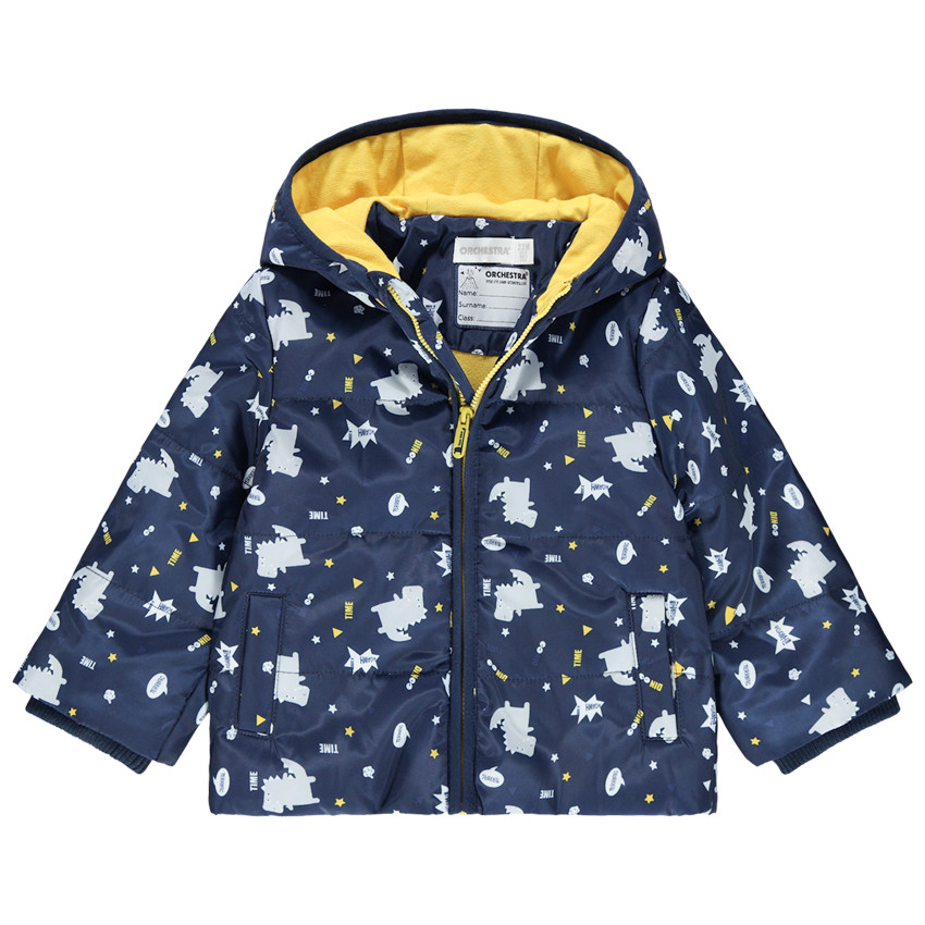 Parka à capuche imprimée dinosaures all-over 