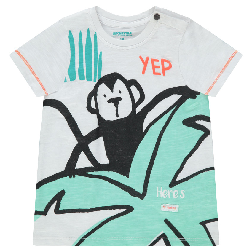 Tee-shirt manches courtes en jersey avec imprimé esprit tropical 