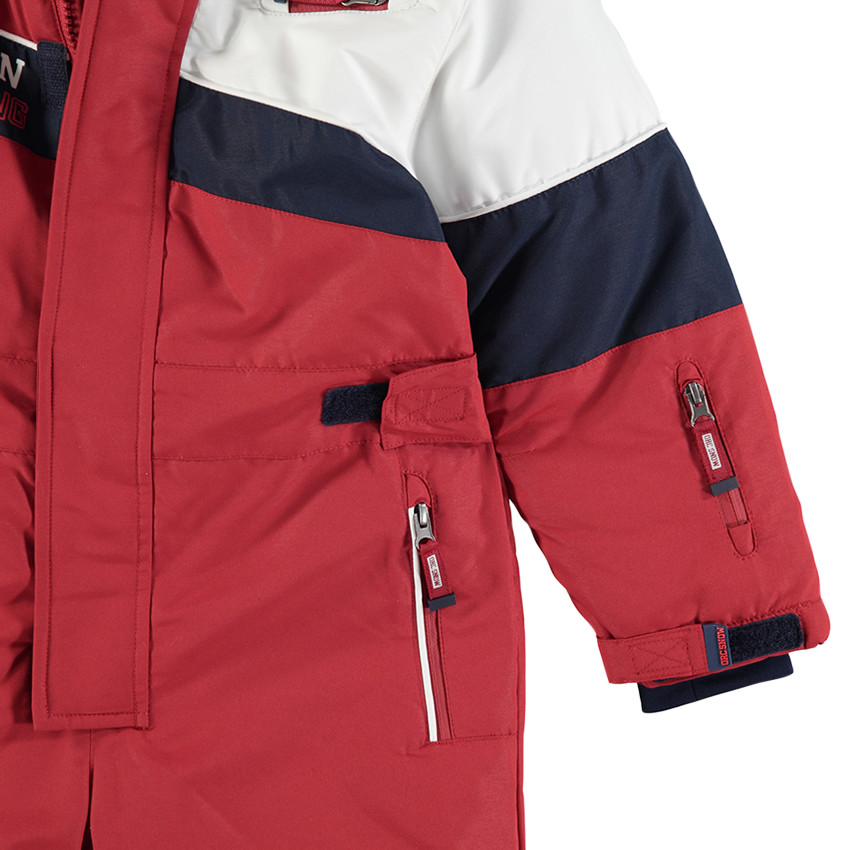 Combinaison de ski tricolore doublée micropolaire avec poches zippées 