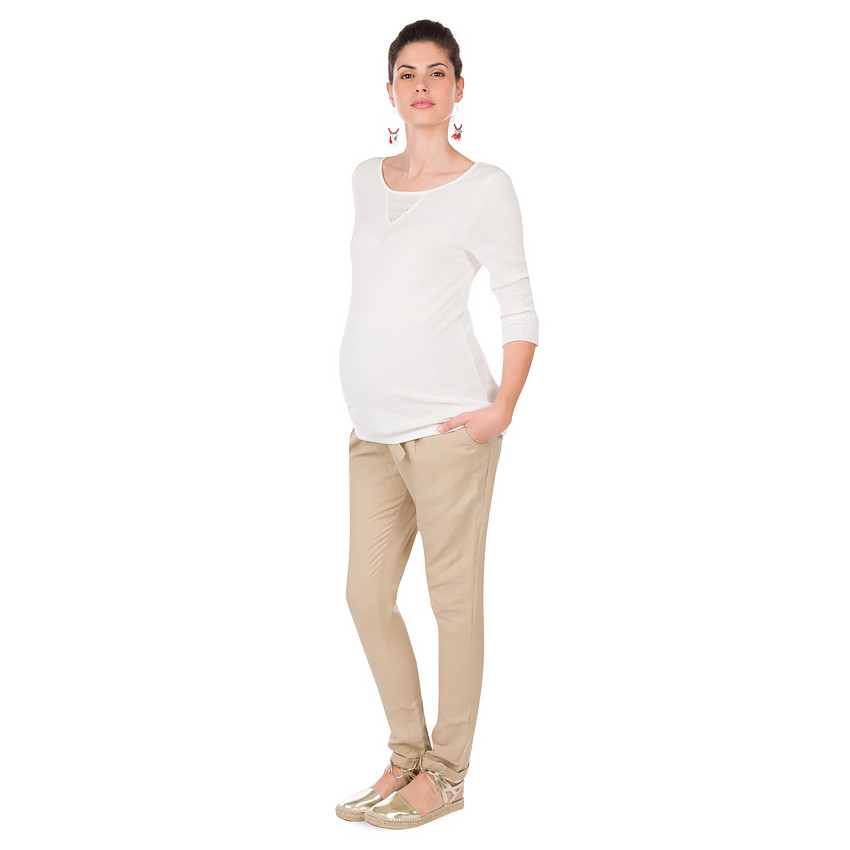 Pantalon de grossesse coupe chino en lin et coton 
