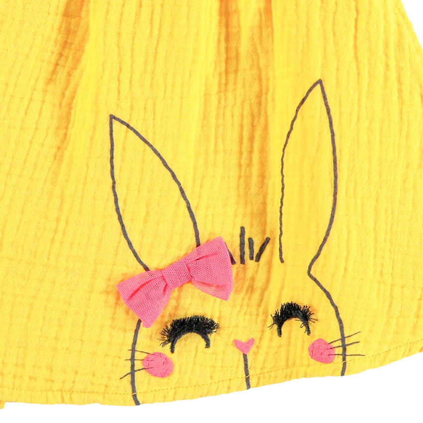 Ensemble avec tunique en gaze de coton et pantalon en velours 