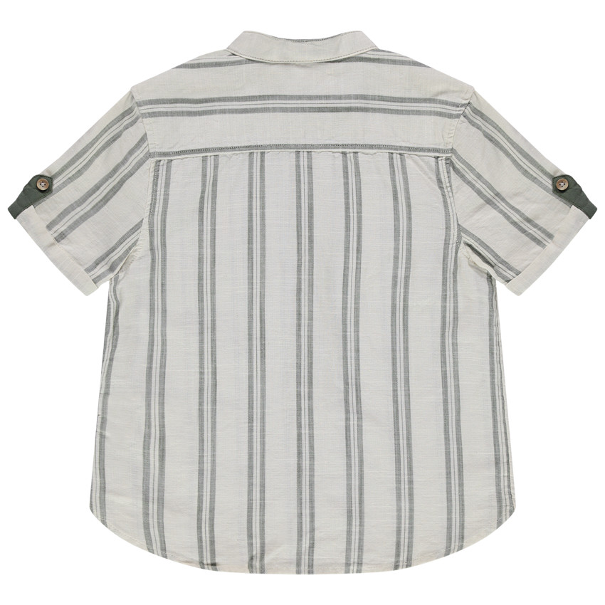 Chemise manches coutes à rayures et poches 