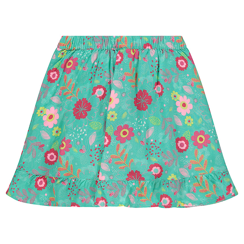 Jupe short imprimée fleurs all-over avec pans croisés 